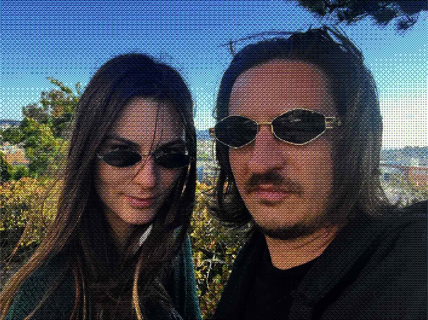 The two of us behind VVEX, on a windy hill above the city